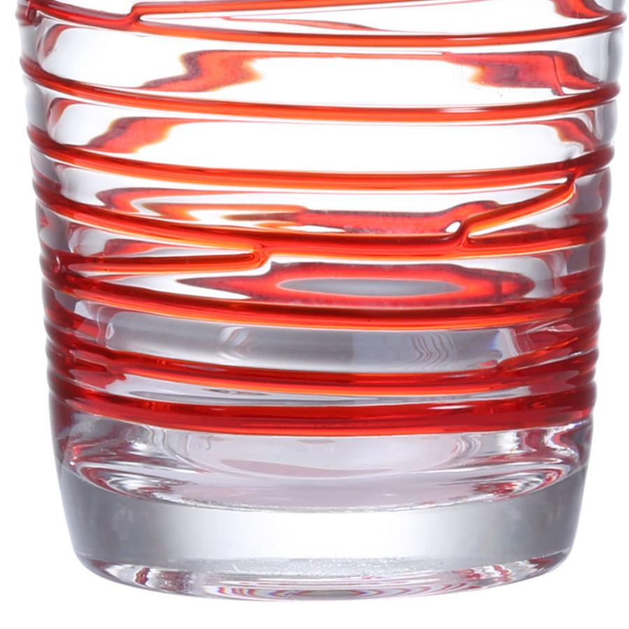 グラス タンブラー おしゃれ ガラス 300ml ビアグラス コップ ライン クリア レッド 食洗機対応｜miyoshi-ya｜03