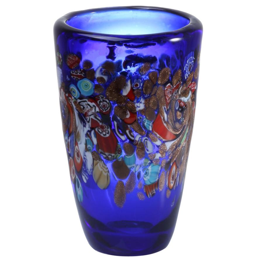 花瓶 フラワーベース おしゃれ ガラス 瑠璃紋様 インテリア雑貨 円柱 かわいい 小さい 青 ブルー｜miyoshi-ya
