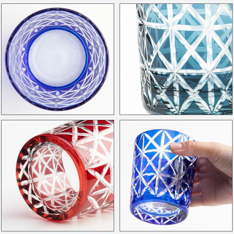 10%OFF 切子オールドグラス ペアセット 桐箱入り ペアセット ペアグラス 2ヶセット ギフト おしゃれ コップ ギフトBOX入り 麻の葉 食洗機対応の画像