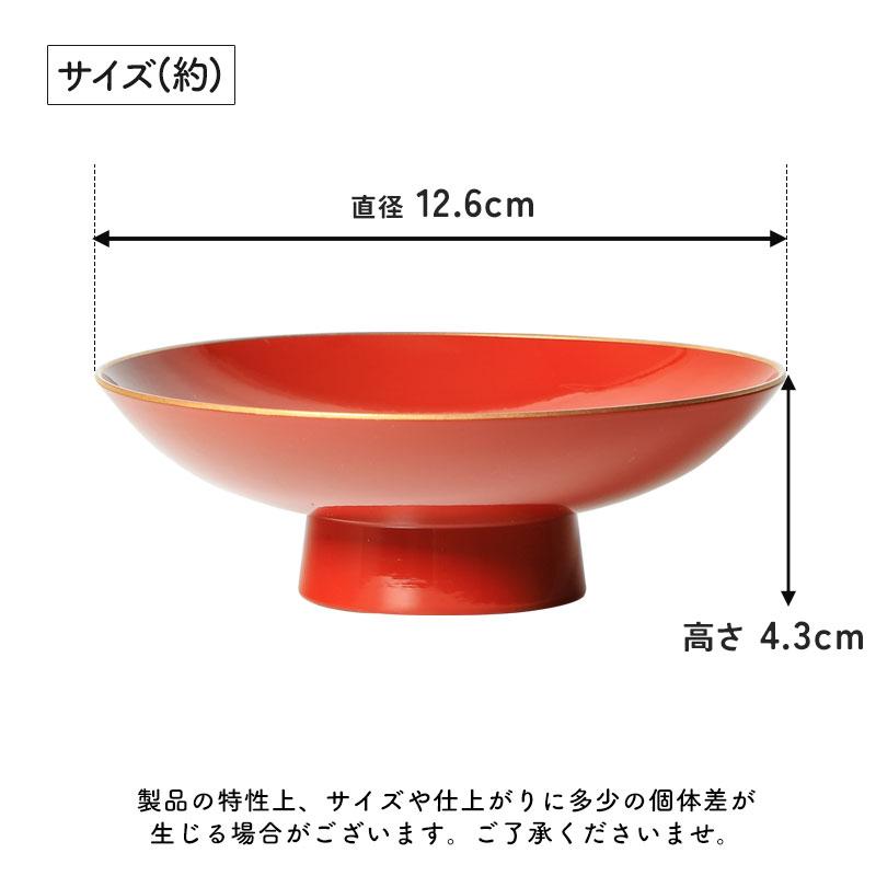 盃 4.2寸 朱 金縁 高台盃 皿立て付き 飾れる 酒器 お屠蘇 お正月