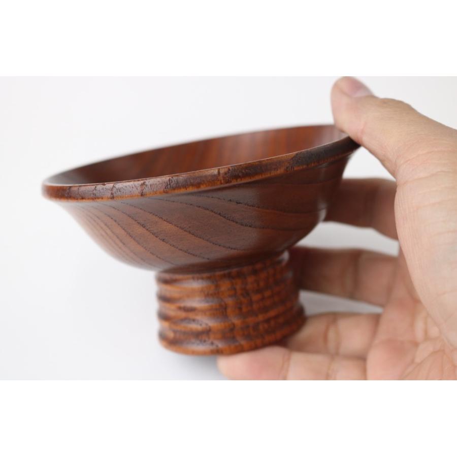 天然木製うるし塗　高台 みよし漆器本舗 天然木製 高台盃 11.7cm 木目 漆塗り ぐい呑み