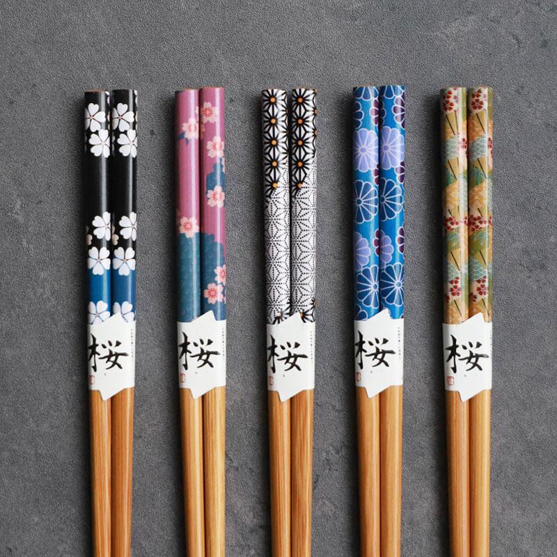 みよし漆器本舗 お箸セット おはし 5膳セット 竹製 22.5cm 桜 花 木製