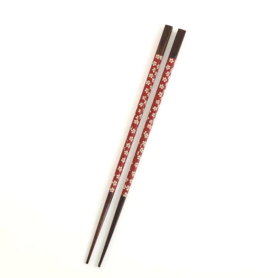 みよし漆器本舗 天然木製 姫桜箸 赤 23cm お箸 おはし おしゃれ 花柄