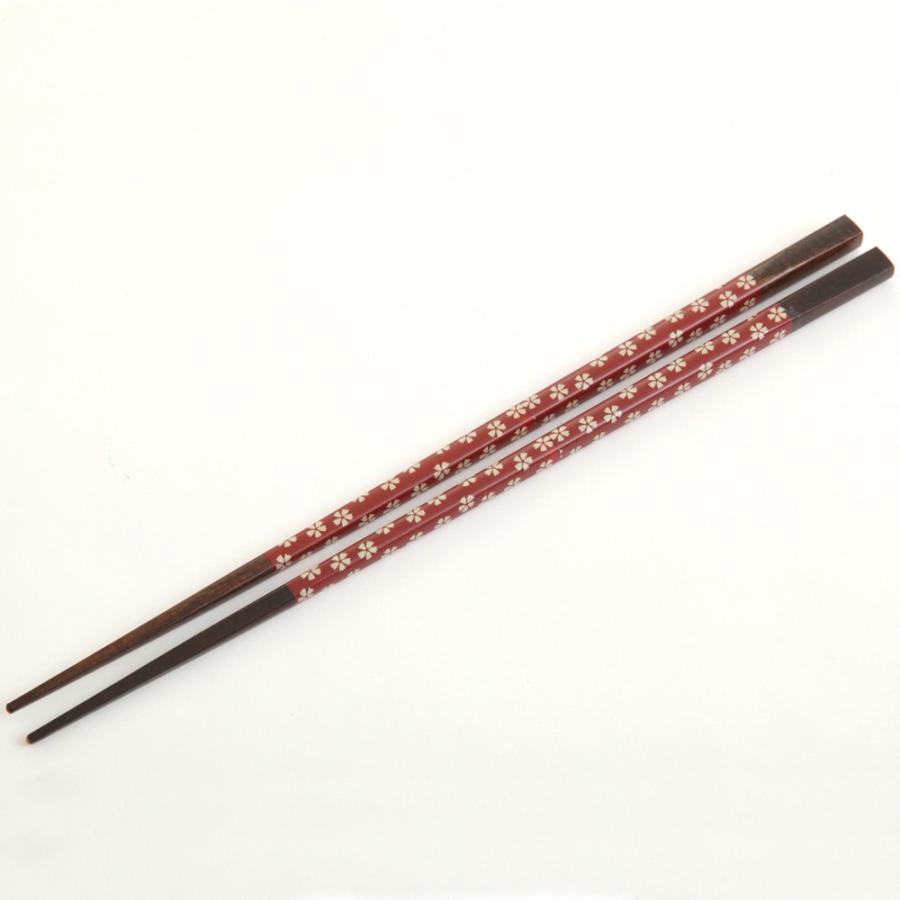 みよし漆器本舗 天然木製 姫桜箸 赤 23cm お箸 おはし おしゃれ 花柄