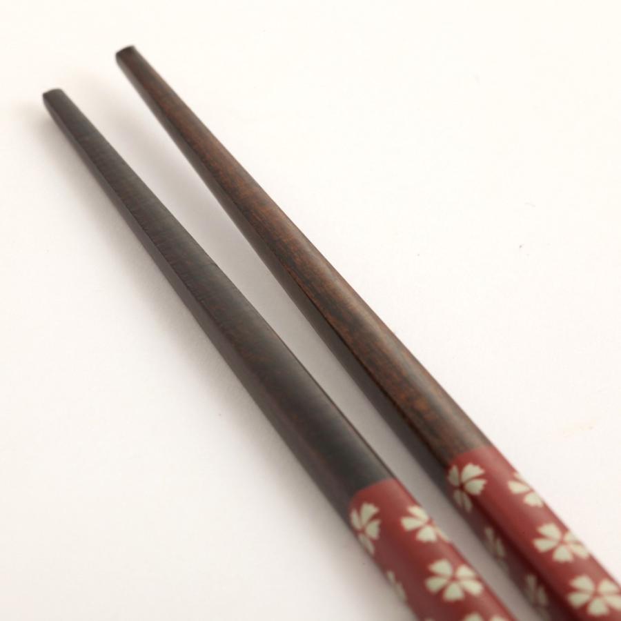 みよし漆器本舗 天然木製 姫桜箸 赤 23cm お箸 おはし おしゃれ 花柄