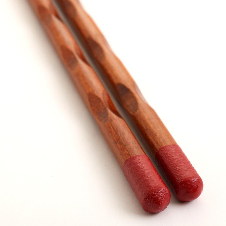 みよし漆器本舗 天然木製 彫刻箸 赤 23cm お箸 おはし おしゃれ