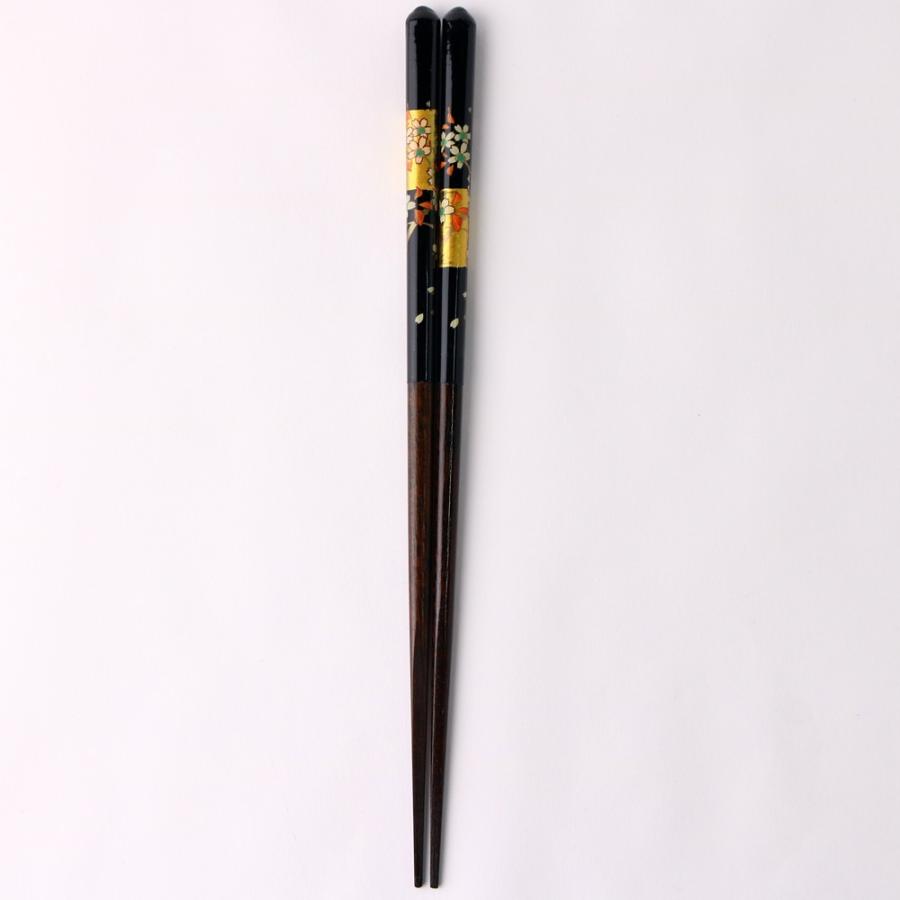 みよし漆器本舗 50%OFF 天然木製 先角箸 桜 屏風黒金 23cm お箸 おはし