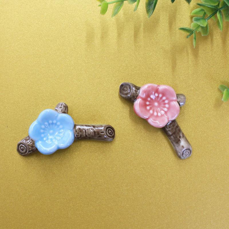 みよし漆器本舗 箸置き 梅 陶器製 おしゃれ かわいい 梅の花 ブルー