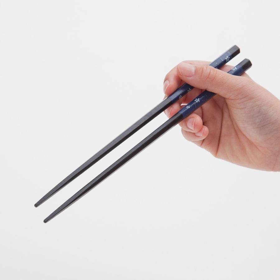 みよし漆器本舗 天然木製 箸 六角 桜 青 22.5cm お箸 おはし