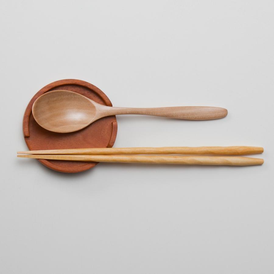 みよし漆器本舗 天然木製 ソリッド カトラリーレスト（箸とスプーン
