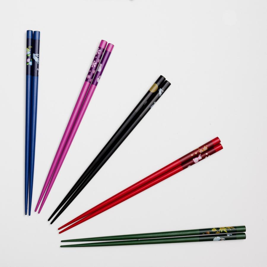 みよし漆器本舗 天然木製 箸 5膳セット 彩り四季うさぎ ギフトBOX入り