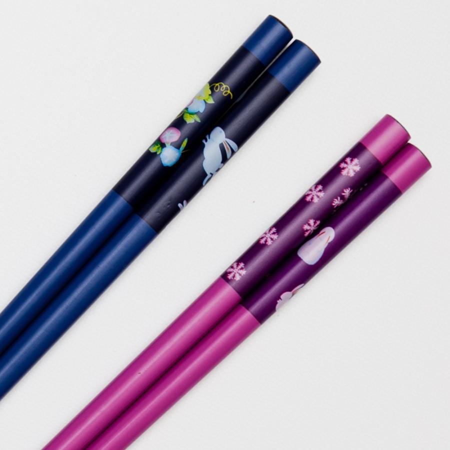 みよし漆器本舗 天然木製 箸 5膳セット 彩り四季うさぎ ギフトBOX入り
