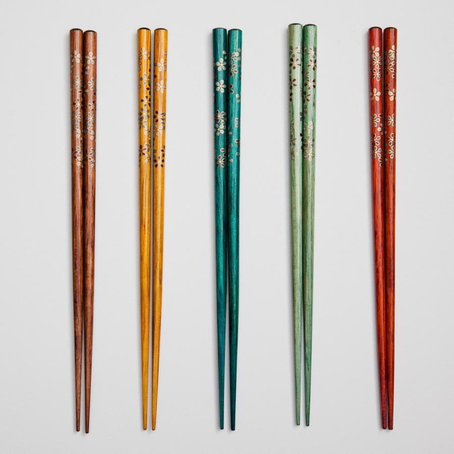 みよし漆器本舗 天然木製 箸 5膳セット 彩り花 ギフトBOX入り お箸 お