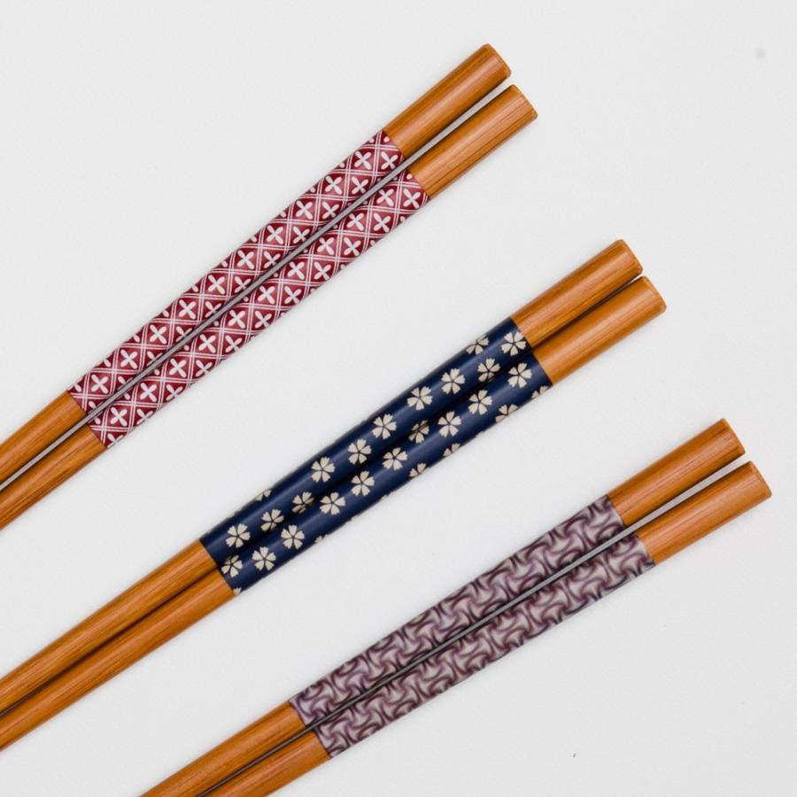 みよし漆器本舗 天然竹製 箸 5膳セット 和紋様 ギフトBOX入り お箸 お