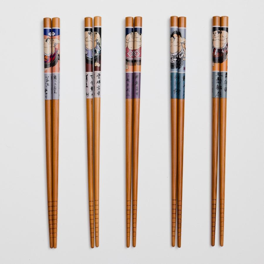 みよし漆器本舗 お箸 5膳セット 天然竹製 箸 浮世絵相撲絵 ギフトBOX