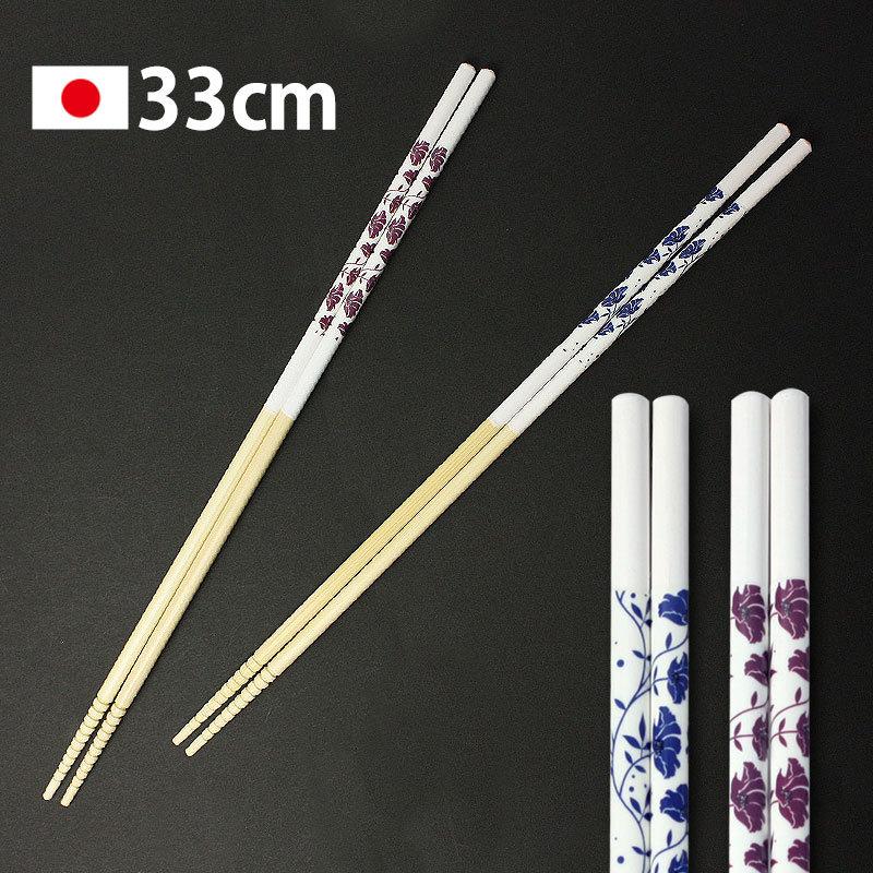 菜箸 33cm さい箸 お箸 日本製 おしゃれ 天然竹製 菜ばし さいばし 滑り止め すべり止め 取り分け箸 揚げ物箸 料理箸 おはし 軽い 国産｜miyoshi-ya