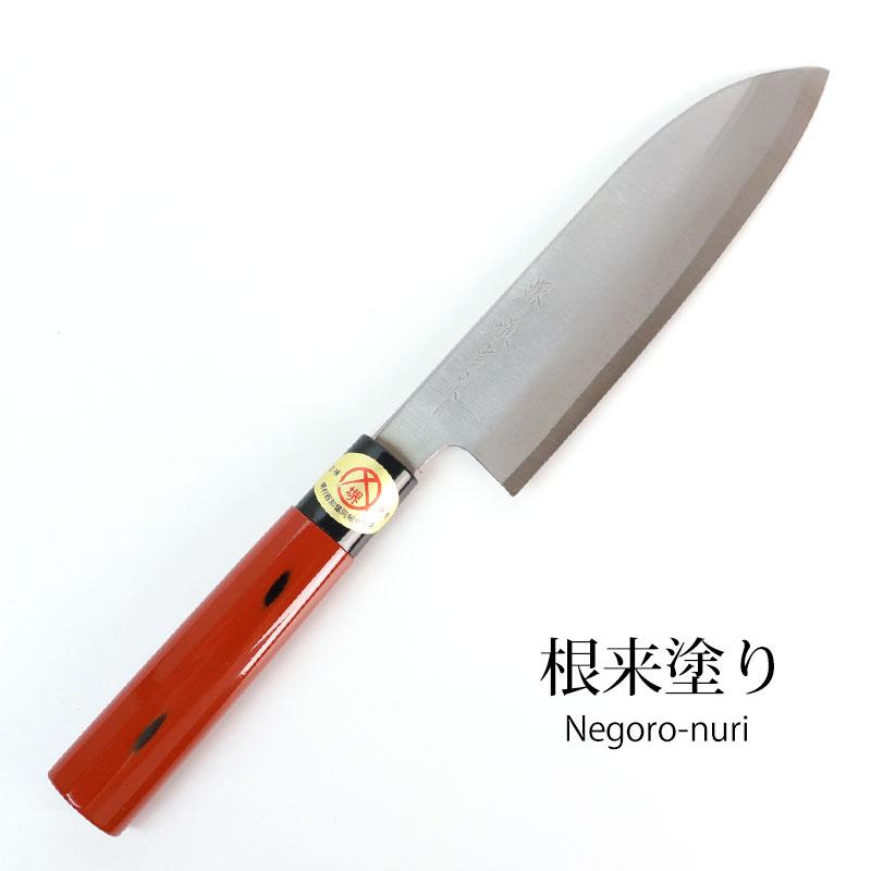 みよし漆器本舗 名入れ無料 三徳包丁 堺打刃物 堺源吉作 白鋼 紀州塗り