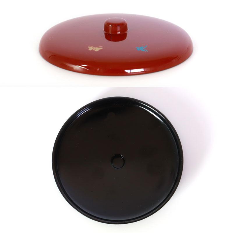 みよし漆器本舗 湯呑み蓋 湯蓋 朱塗 蝶 日本製 選べる3サイズ 小 中 大