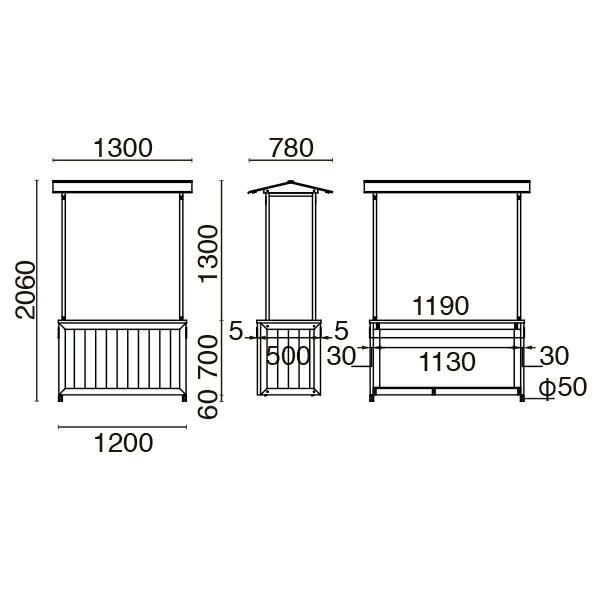 屋台販売台 ブレイ君 イベント用 屋台 幅120cm 木製 キャスター付き