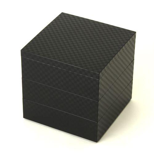 みよし漆器本舗 【クーポン有】 重箱 5寸 三段 チェス（黒） 日本製