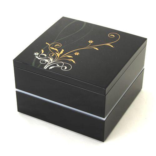 みよし漆器本舗 二段重箱 紀州塗り 6寸 重箱 華もだん シール蓋付（4