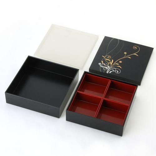 みよし漆器本舗 二段重箱 紀州塗り 6寸 重箱 華もだん シール蓋付（4