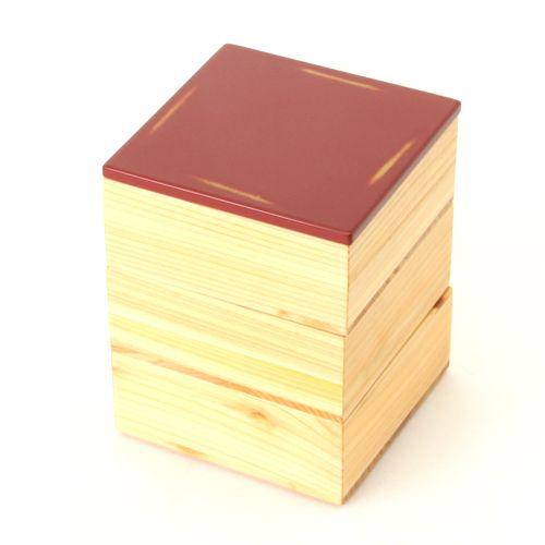 みよし漆器本舗 天然木製 紀州塗りNjeco汎 ミニ 三段 重箱 変り根来