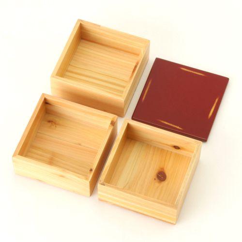 みよし漆器本舗 天然木製 紀州塗りNjeco汎 ミニ 三段 重箱 変り根来