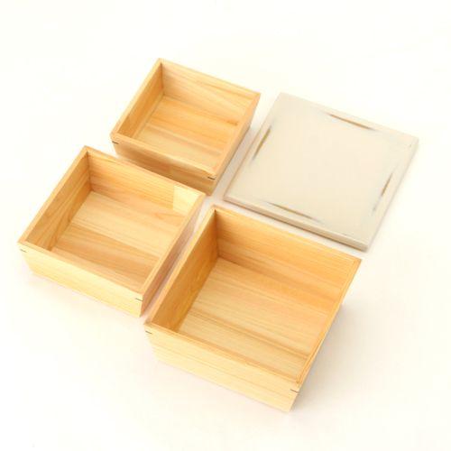 みよし漆器本舗 天然木製 紀州塗りNjeco汎 台形入子 三段 重箱 変り