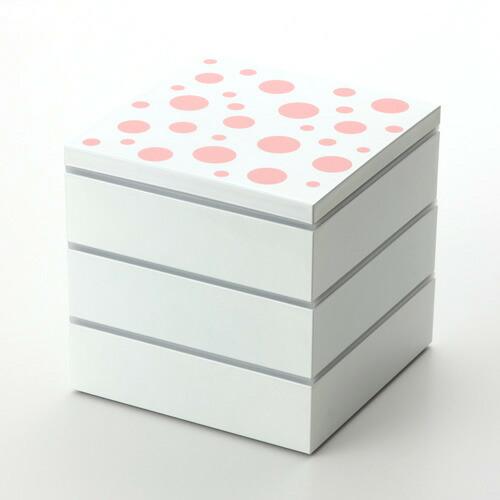 みよし漆器本舗 紀州塗り 重箱 3段 6寸 三段 水玉 仕切り 入子