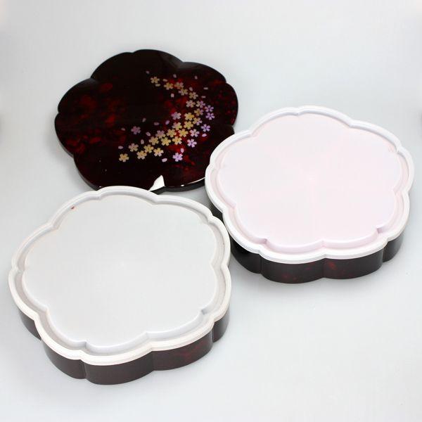 みよし漆器本舗 紀州塗り 7.5寸 桜型 二段オードブル 重箱 別甲 彩桜