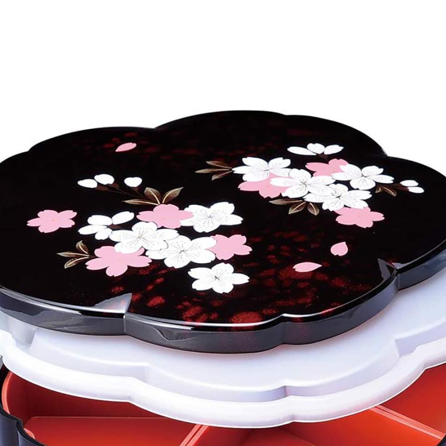 みよし漆器本舗 紀州塗り 7.5寸 桜型 二段オードブル 重箱 別甲 みよし漆器本舗 紀州塗り 7.5寸 桜型 二段オードブル 重箱 別甲
