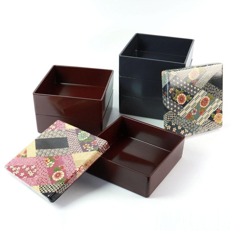 みよし漆器本舗 重箱 ミニ 3段 4.5寸(13.6cm) 三段重箱 花菱 お重箱