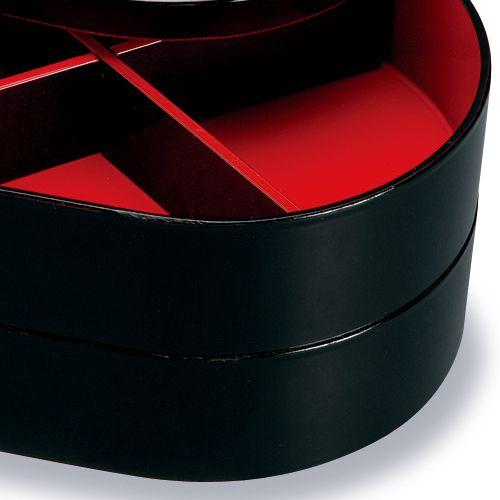 みよし漆器本舗 紀州塗り 7寸 小判二段オードブル 黒 金蒔絵 ほまれ兜