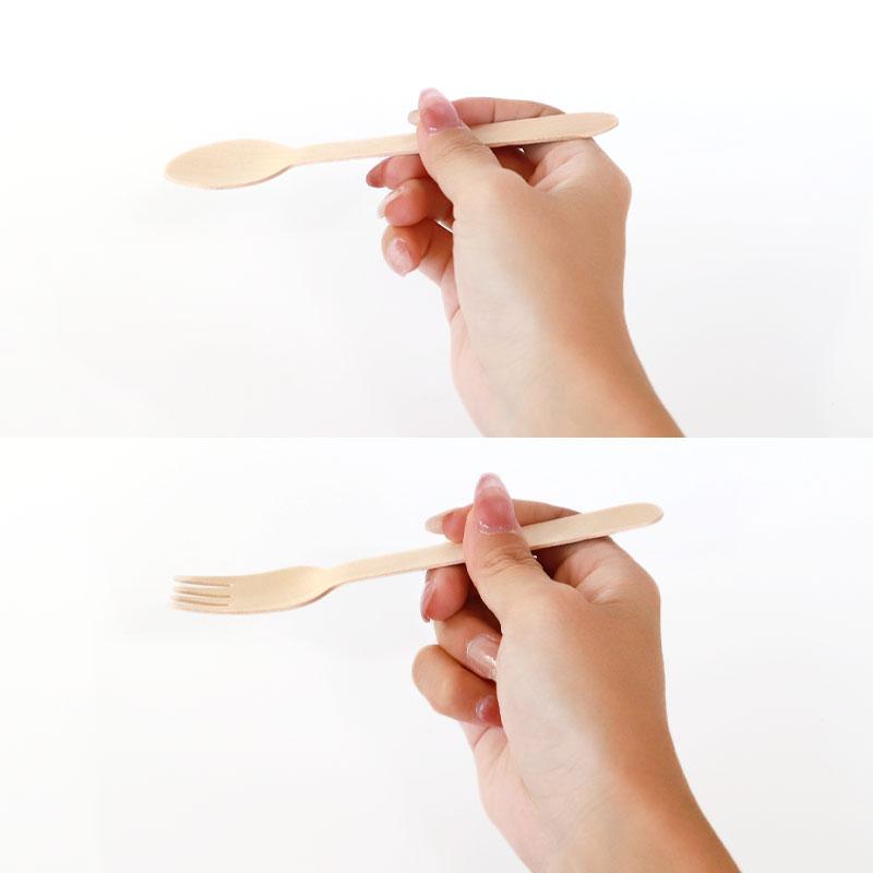 みよし漆器本舗 使い捨て 木製 スプーン フォーク 100本 天然木 16cm 