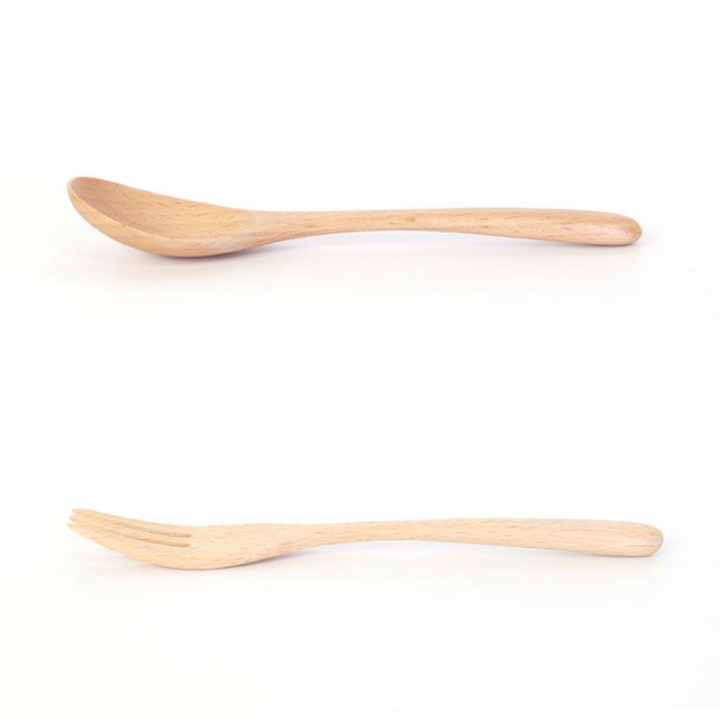 みよし漆器本舗 天然木製 ブナの木 スプーン フォーク 16cm おしゃれ