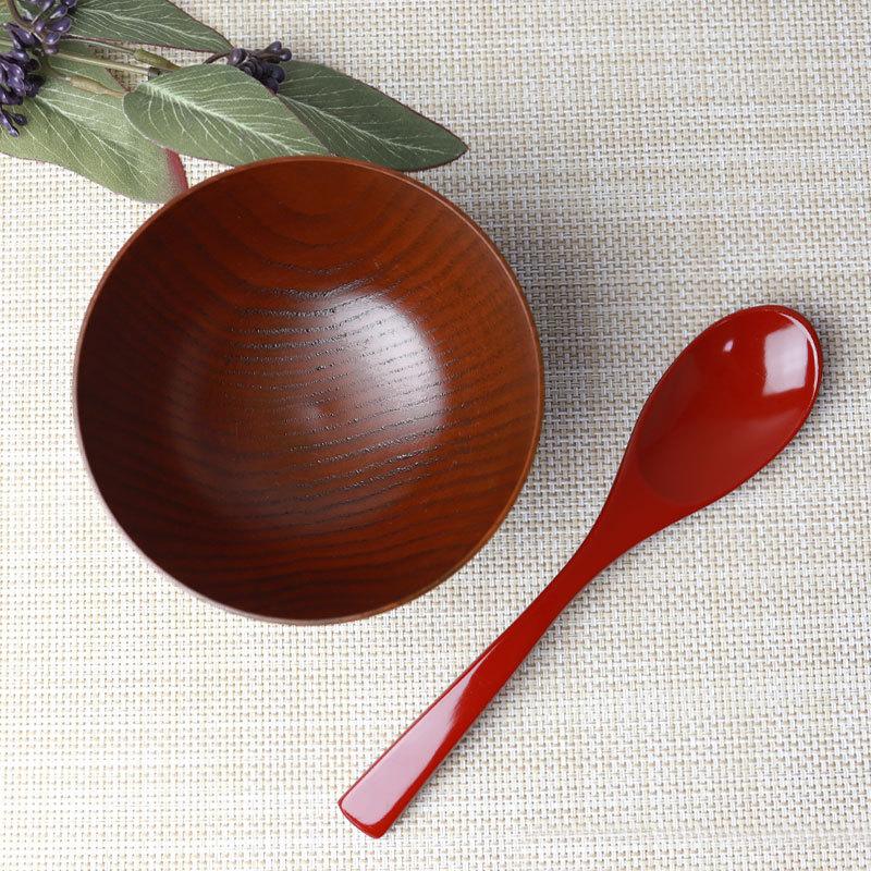 みよし漆器本舗 天然木製 手塗り カレースプーン 朱 本漆塗り おしゃれ
