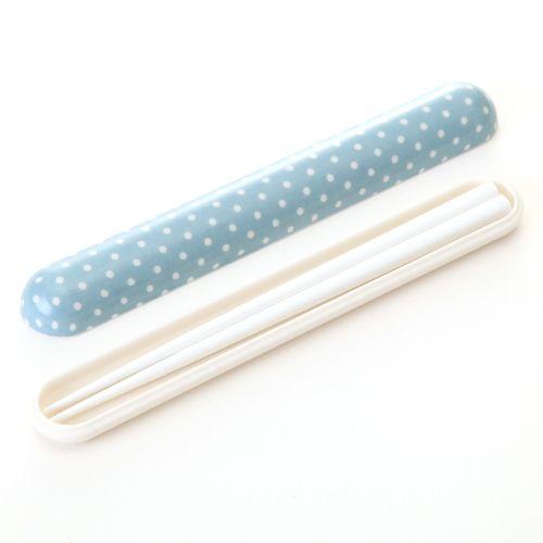 みよし漆器本舗 お箸・ケースセット みずたま ライトブルー かわいい