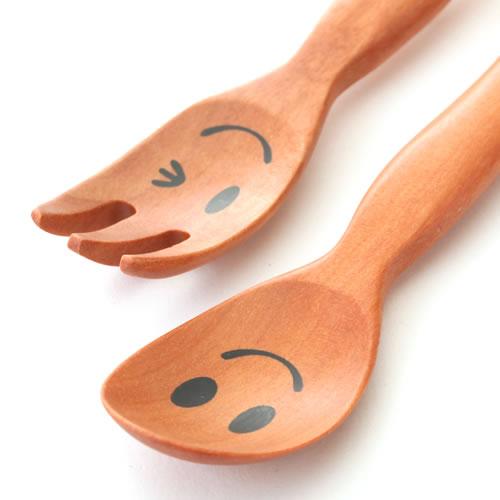 10％OFF 送料無料 お得なセット スプーン フォーク セット ニコニコ ランチコンビセット 携帯袋付 木製 ランチ 携帯用 お弁当用 食器 カトラリー | みよし漆器本舗 | 12