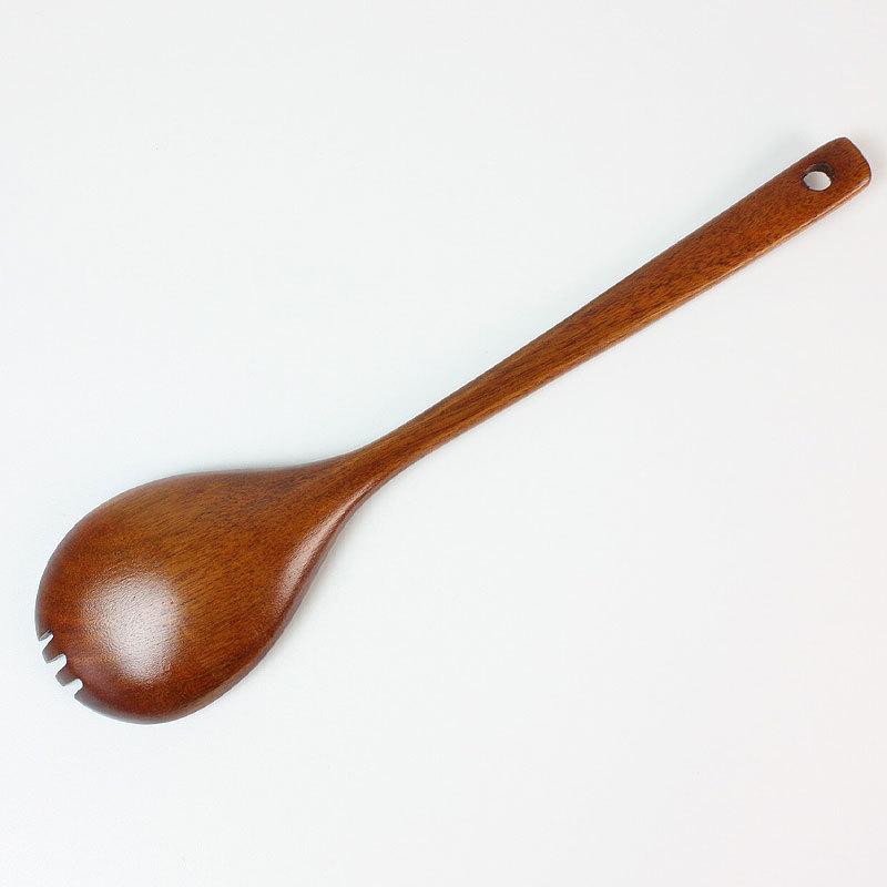 みよし漆器本舗 先割れサーバースプーン 25.8cm 天然木製 2本