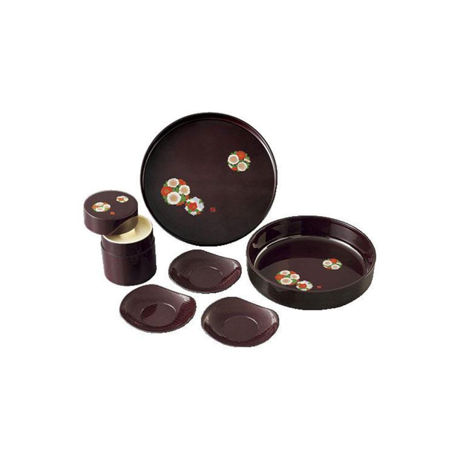 みよし漆器本舗 紀州塗り 茶の間Cセット 花丸春秋 成願義夫 菓子鉢 丸