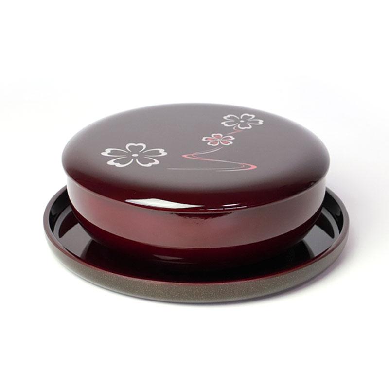 みよし漆器本舗 盆付菓子器 蓋付き 丸盆 セット 21cm MAKOTO japan 溜