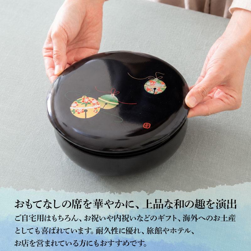 【未使用・美術品】輪島塗 木の葉鉢 リーフ トレイ 菓子器 盛り皿 伝統工芸 クーポン有】 菓子器 宝来の鈴 18cm 紀州塗り 黒色 梨地塗り 蓋付き