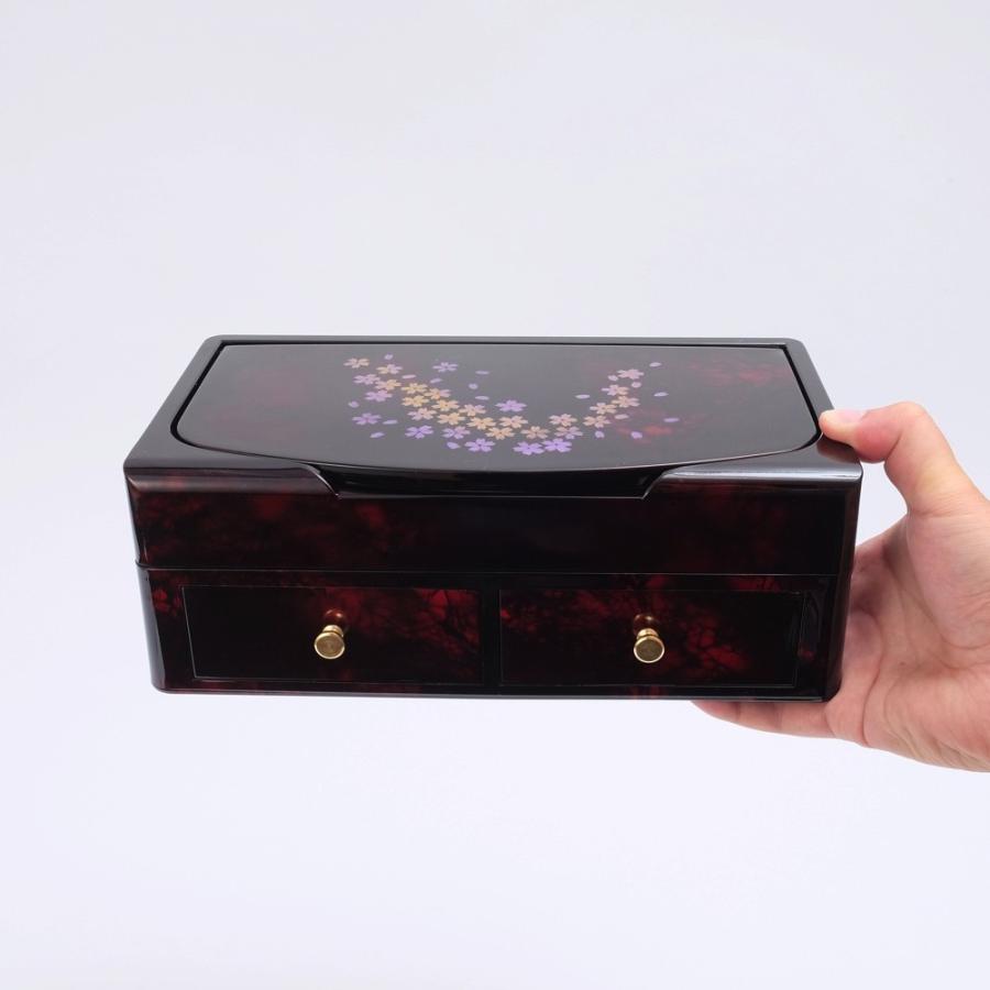 みよし漆器本舗 紀州塗り メイクボックス 二段 別甲 彩桜 鏡付 日本製
