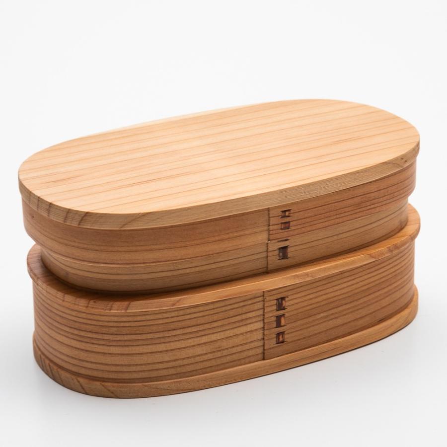 みよし漆器本舗 お弁当箱 曲げわっぱ 小判 二段入子 弁当箱 赤身 770ml