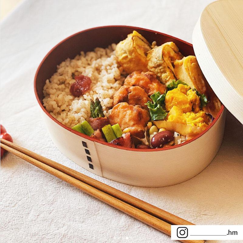 みよし漆器本舗 曲げわっぱ お弁当箱 紀州内朱塗り 600ml 小判型 弁当