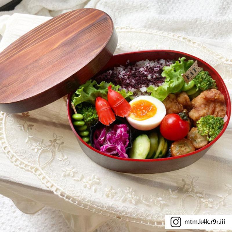 みよし漆器本舗 曲げわっぱ お弁当箱 紀州内朱塗り 600ml 小判型 弁当