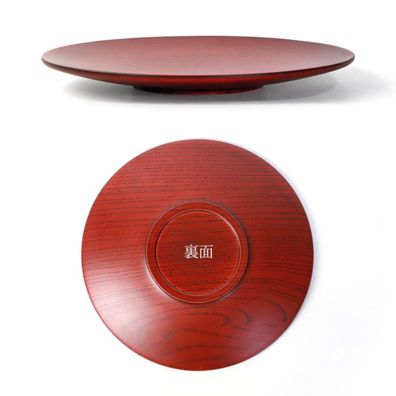 みよし漆器本舗 50％OFF 天然木製 丸皿 朱茶 24.3cm プレート 丸 お皿