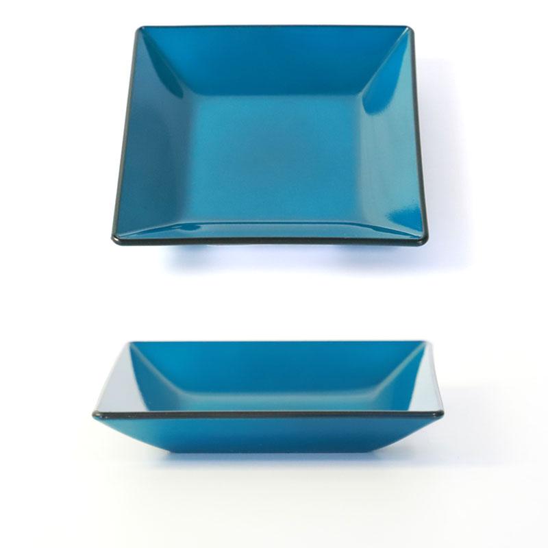 みよし漆器本舗 10％OFF 角皿 9.6cm Sサイズ 藍彩 クリーンコート加工