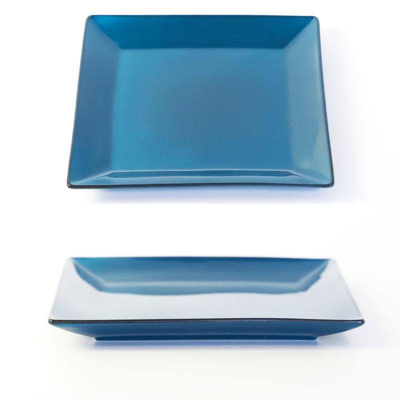 みよし漆器本舗 角皿 13.5cm Mサイズ 藍彩 クリーンコート加工 家庭用